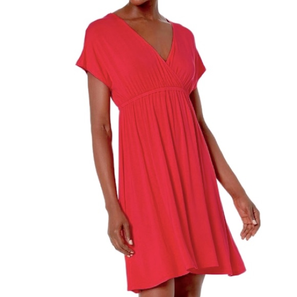 Essentials Everyday Jersey Knit Empire Waist Sustainable Short Slv Dress, M, NWT